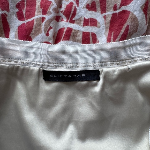 Women's Elie Tahari Floral Red and Beige Vacation Spring Short Skirt Size 4 - Picture 3 of 5